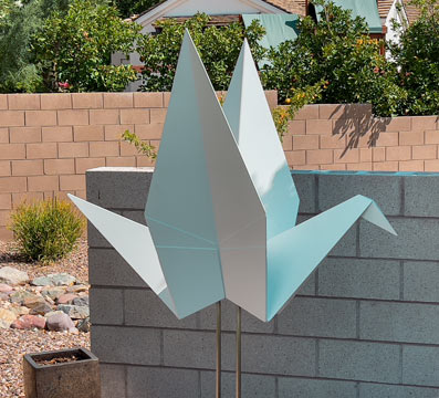 Origami crane sculpture