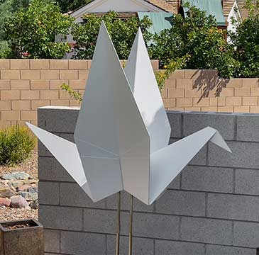 Origami crane sculpture