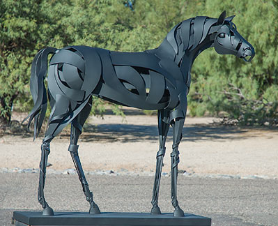 Glance, steel horse sculpture