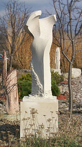 Winged Figure, limestone sculpture